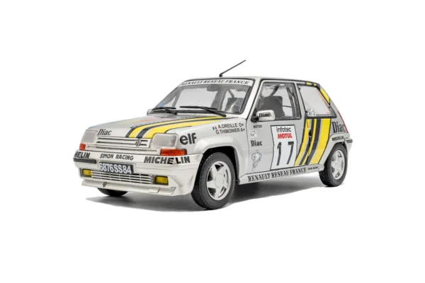 RENAULT 5 GT TURBO MK2 SILVER #17 A.OREILLE TOUR DE CORSE 1989 miniature 1/18 Solido vue avant gauche