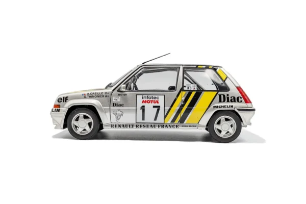 RENAULT 5 GT TURBO MK2 SILVER #17 A.OREILLE TOUR DE CORSE 1989 miniature 1/18 Solido vue cote gauche