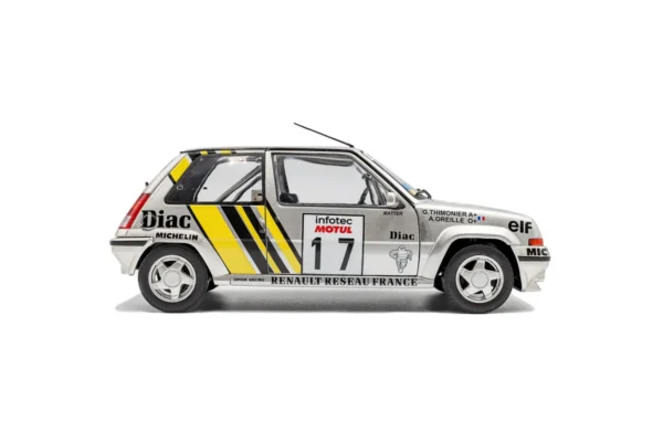 RENAULT 5 GT TURBO MK2 SILVER #17 A.OREILLE TOUR DE CORSE 1989 miniature 1/18 Solido vue cote droit
