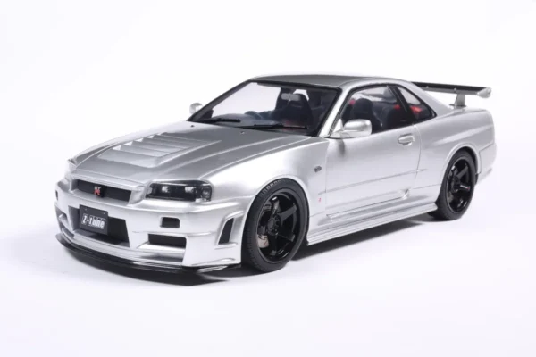 NISSAN SKYLINE GT-R (BNR34) WITH NISMO PARTS SILVER 1999 - 1/18 Solido NISSAN SKYLINE GT-R (BNR34) WITH NISMO PARTS SILVER 1999 miniature 1/18 Solido vue avant gauche