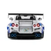 NISSAN GT-R (R35) W/ LIBERTY WALK BODY KIT 2.0 WHITE AND BLUE STRIPES 2024 miniature 1/18 Solido vue arriere