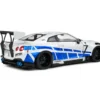 NISSAN GT-R (R35) W/ LIBERTY WALK BODY KIT 2.0 WHITE AND BLUE STRIPES 2024 miniature 1/18 Solido vue arriere droite